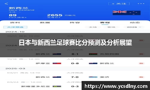 日本与新西兰足球赛比分预测及分析展望